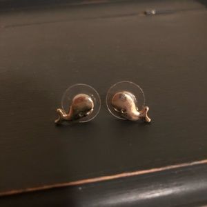 Gold whale stud earrings